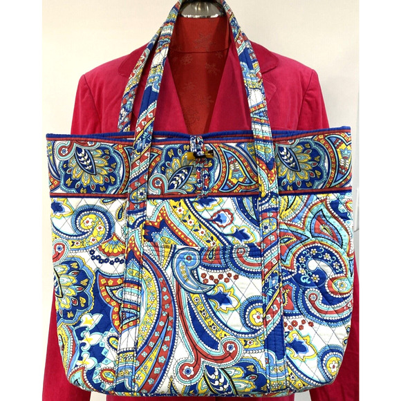 Vera Bradley Marina Paisley Multi Color Large Shoulderbag Tote Quilted Purse - Picture 1 of 10